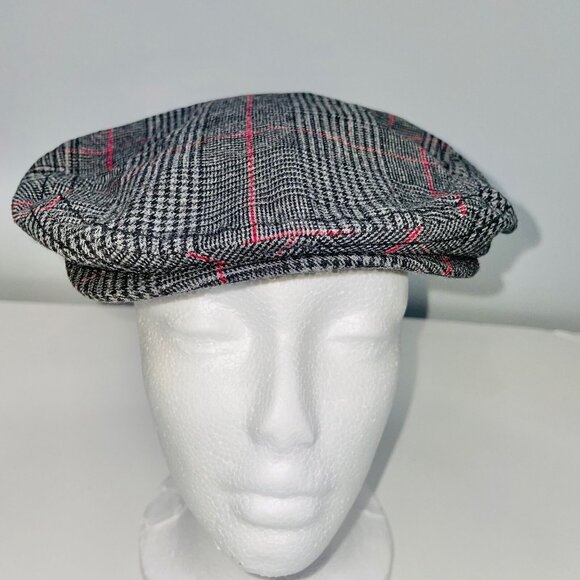 Gymboree Newsboy Boys Scally Hat Gray Red Size M Original Flat Cap Elastic - Picture 2 of 10